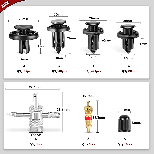 Nilight 101PCS Bumper&Splash Shield Retainer Metal Insert Clips - Product Imagery