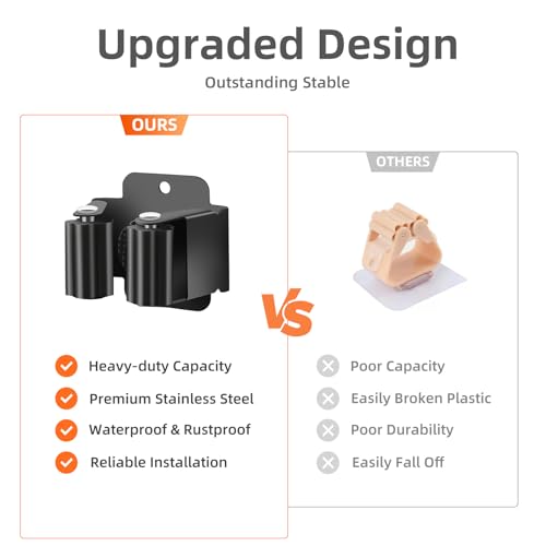 5 PCS Broom Holder Wall Mount, Upgraded Heavy Duty Mop and Broom - Product Imagery
