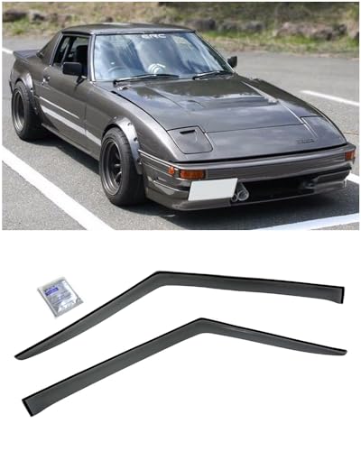 for 1978-1985 Mazda RX-7 | EOS Visors Smoke Tinted JDM Tape On - Product Imagery