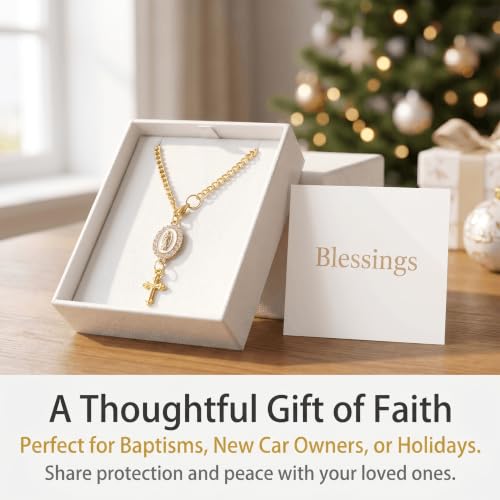Steering Wheel Rosary, Catholic Hanging Pendant Cross for Car, - Product Imagery