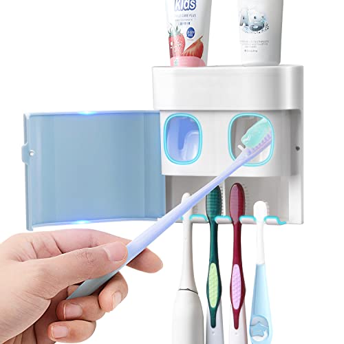 GFWARE Wall Toothbrush Holder and Toothpaste Dispenser with - Product Imagery