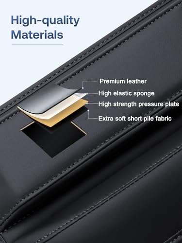 Premium Leather Car Seat Gap Filler Organizer (0.2”-1.2" Gaps), - Product Imagery