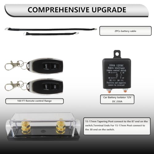 12V Remote Battery Cutoff Switch, 250A Rated 450A Surge Current - Product Imagery