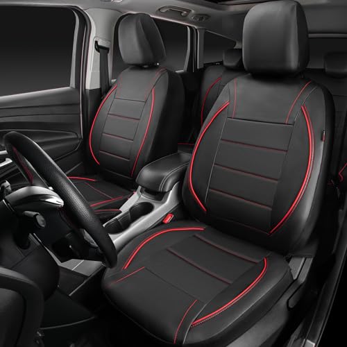 CAR PASS Universal FIT Piping Leather Two Front Seat Covers, - Product Imagery
