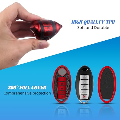 MILD EAST for Nissan Soft TPU Key Fob Cover (5-Button-red) - Product Imagery