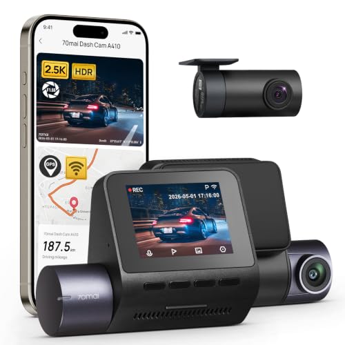 70mai Dash Cam Front and Rear - 2.5K+1080P Dual Dash Camera with - Product Imagery