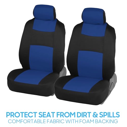BDK PolyPro Car Seat Covers Full Set in Blue on Black, Front and - Product Imagery
