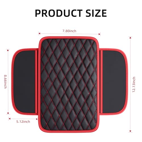 Leather Waterproof Car Armrest Console Pad For Sedans SUV,Black - Product Imagery