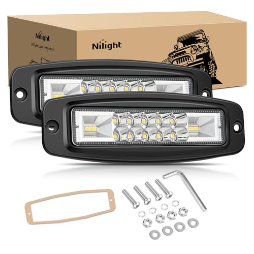 Nilight Flush Mount LED Pods 2PCS 6 Inch 60W LED Work Light - Product Imagery