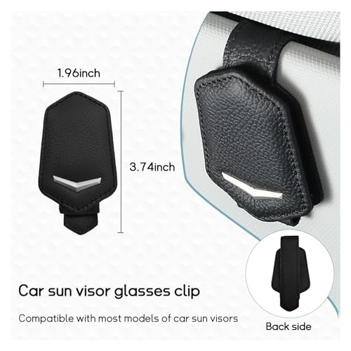 Dickno Sunglasses Holder for Car Sun Visor, Magnetic Leather - Product Imagery