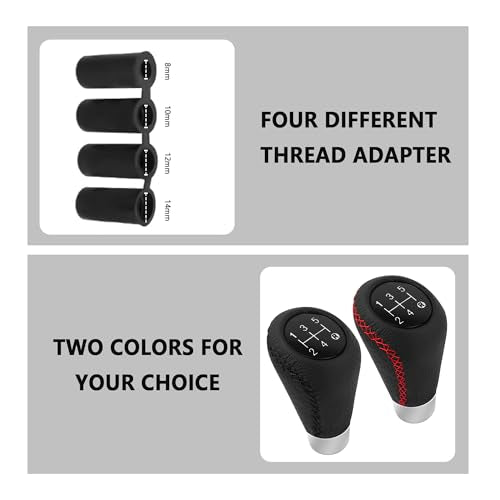 Car Gear Shift Knob with 4 Adaptive Parts,Leather 5 Speed Shift - Product Imagery