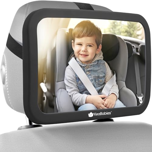 KeaBabies Baby Car Seat Mirror, Wide View, Shatterproof (Matte - Product Imagery