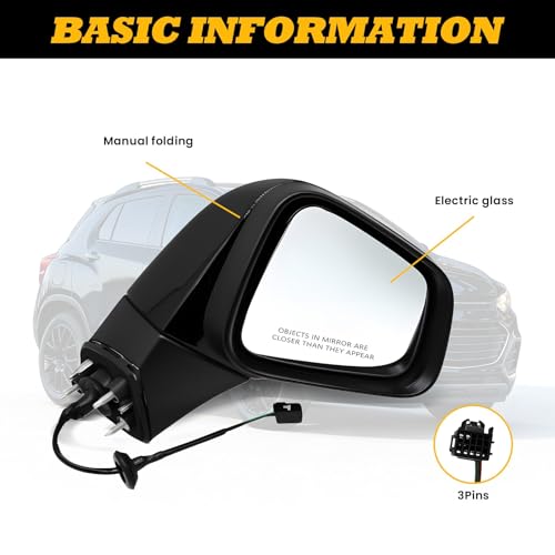 Right Side Mirror Assembly 3Pins Compatible with 2017-2022 Trax - Product Imagery