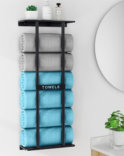 STWWO Towel Racks for Bathroom, Bathroom Towel Storage Wall - Product Imagery