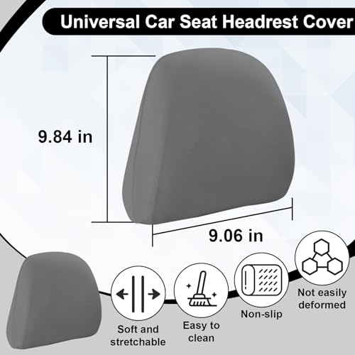 BFXM 2Pcs Car Seat Headrest Cover, Gray Flexible Car Headrest - Product Imagery