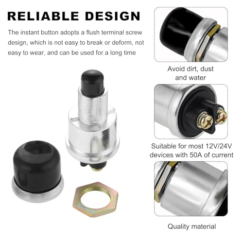 Ohleats 2 PCS Push Button Momentary Starter Switch, 12V/24V Horn - Product Imagery