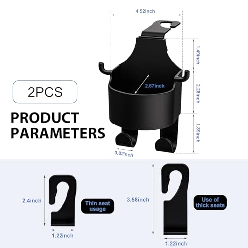 2 PCS Back Seat Cup Holder Hook, Multifunction Car Seat Back - Product Imagery