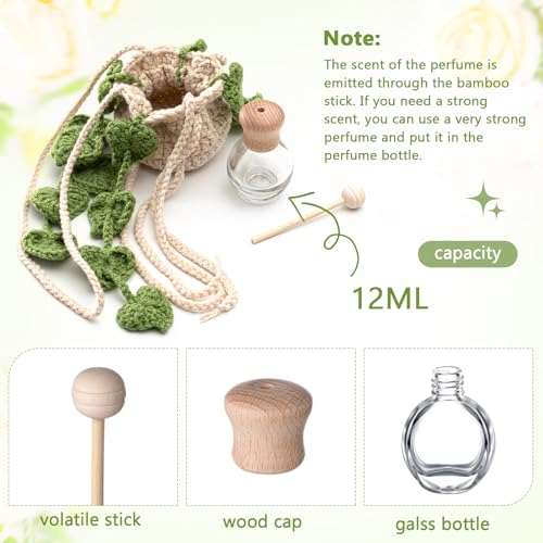 DaisyInner Crochet Hanging Plant for Car,Green,Leave - Product Imagery