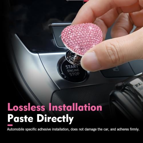 Bling Car Start Button, Crystal Heart-Shaped Engine Push Start - Product Imagery