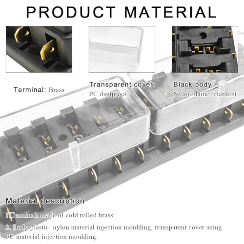 Yourkar 12 Way Blade Fuse Block Box Holder, 12 Circuit Fuse Box - Product Imagery