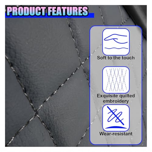Leather Car Center Console Cover, Armrest Booster Cushion, Grey - Product Imagery