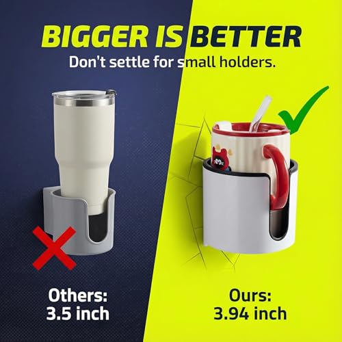 Wall Mounted Cup Holder,Large Size for Cups,Mugs and Cans.(White) - Product Imagery