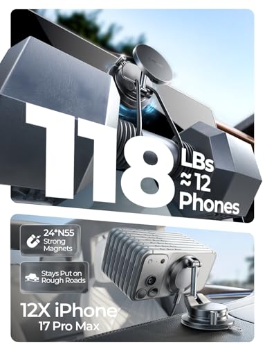 LISEN 15W MagSafe Car Mount Charger, Magnetic Wireless Car Phone - Product Imagery