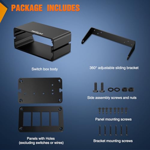 Nilight 4 Gang Rocker Switch Box Detachable Housing 4 Holes - Product Imagery