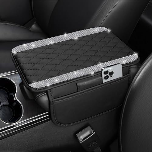 NBTEPEM Bling Car Center Console Cover, Leather Car Arm Rest - Product Imagery