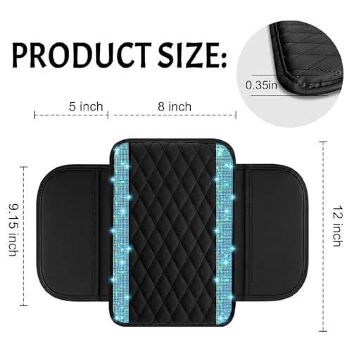NBTEPEM Bling Car Center Console Cover, Leather Car Arm Rest - Product Imagery