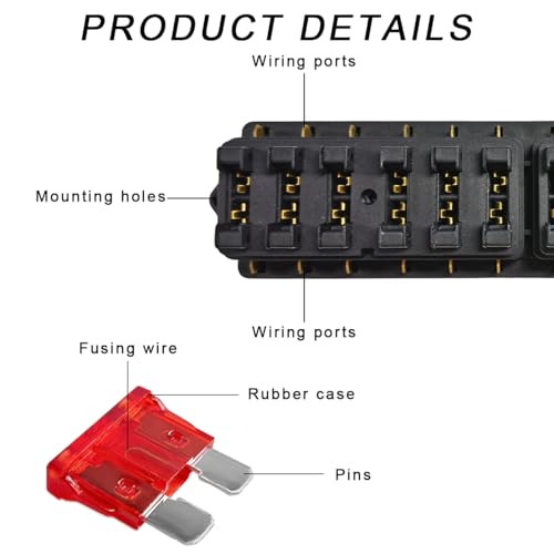 Yourkar 12 Way Blade Fuse Block Box Holder, 12 Circuit Fuse Box - Product Imagery
