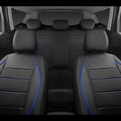 CAR PASS Universal FIT Piping Leather Two Front Seat Covers, - Product Imagery