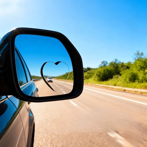 2 pcs Blind Spot Mirrors, 2" Heart Shaped HD Glass Convex 360° - Product Imagery
