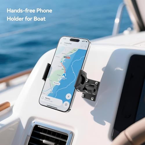MAGJIEYX Car Phone Holder for Truck/Wall/Boat, Drill-Base Mount - Product Imagery