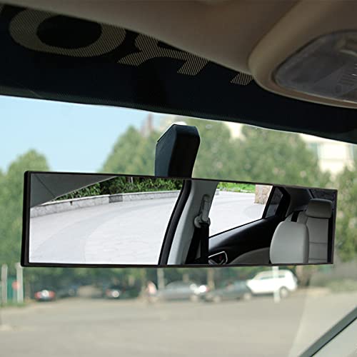 8sanlione 12 Inch Panoramic Car Rearview Mirror, White - Product Imagery