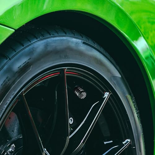 DECURCAR Tire Valve Stem Caps 5 Pack American Flag - Black - Product Imagery
