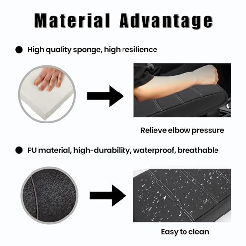 Armrest Cover for 2023-2026 Honda CRV Black with Grey Stitch - Product Imagery