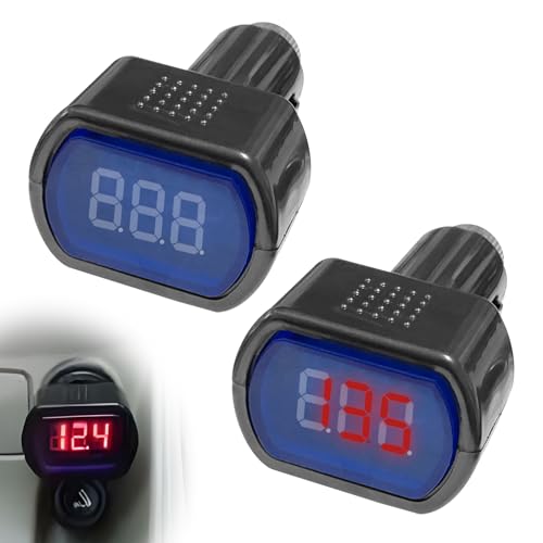 2PCS Car LED Cigarette Lighter Voltmeter, DC 12V/24V Cigarette - Product Imagery
