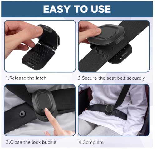 4 Pack Seat Belt Clips, Black Shoulder Strap Position Adjusters - Product Imagery