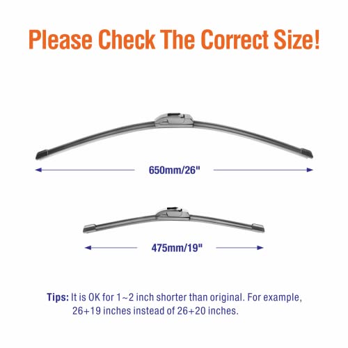 Wiper Blades 26" + 19" Automotive Replacement Windshield Wiper - Product Imagery