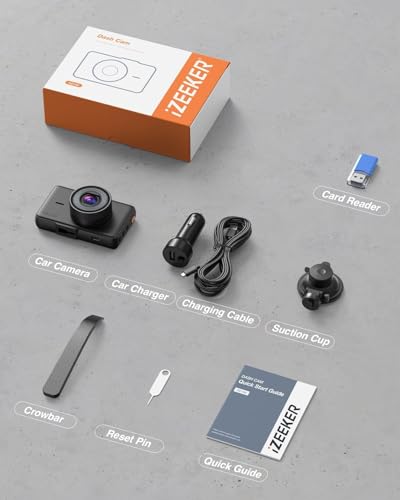 iZEEKER 2.5K Dash Cam Front, 1440P QHD Car Camera with 3" IPS - Product Imagery