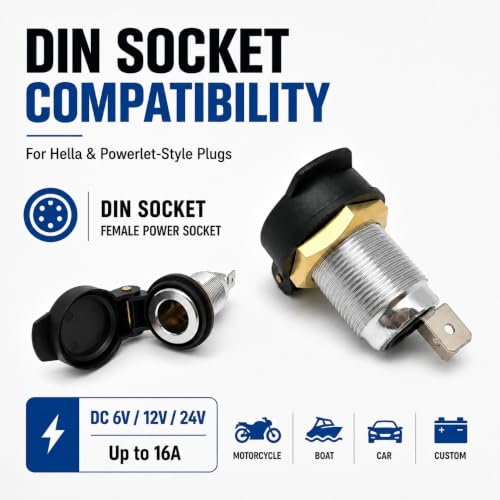 Cliff Top Alloy Female DIN Motorcycle Socket Compatible with - Product Imagery