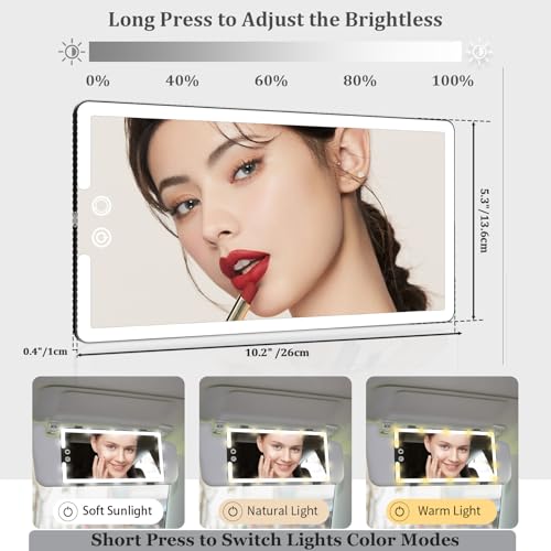 Led Sun Visor Vanity Mirror, Upgraded Large Car Mirrors with - Product Imagery
