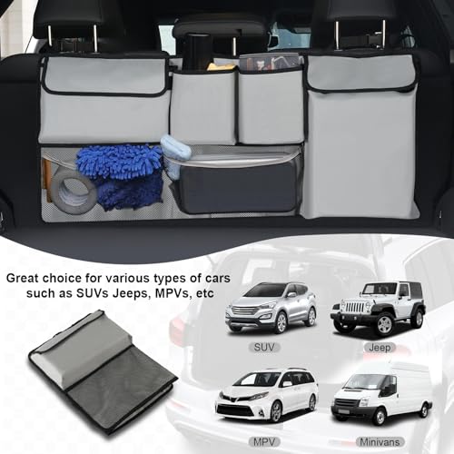 UYYE Trunk Hanging Organizer, Backseat Storage Bag, Collapsible - Product Imagery
