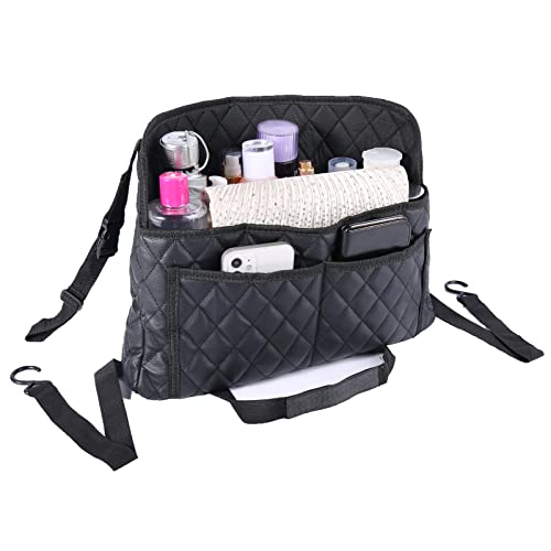 Modern Minimalist Car Seat Storage Bag - Black Faux Leather - Product Imagery