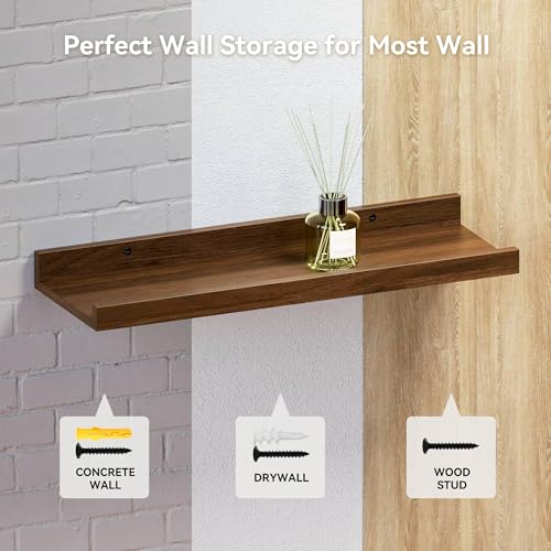 Boswillon Floating Shelves Set of 2, Small Wall Shelf with Lip, - Product Imagery