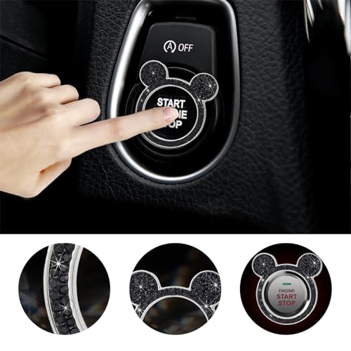 Augeny Bling Car Engine Start Button Cover, Rhinestone Key - Product Imagery