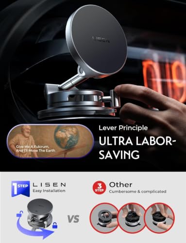 LISEN 15W MagSafe Car Mount Charger, Magnetic Wireless Car Phone - Product Imagery