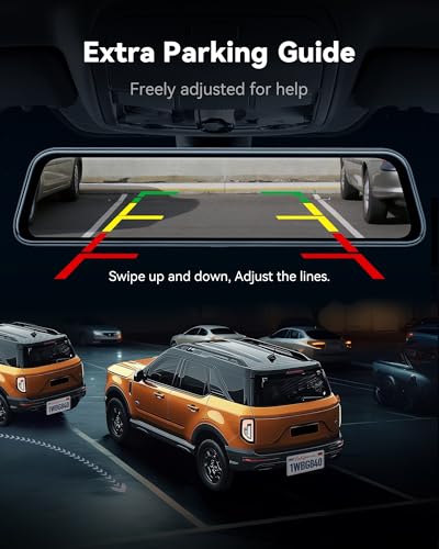 WOLFBOX G840S 12" 4K Mirror Dash Cam Backup Camera with 32GB - Product Imagery