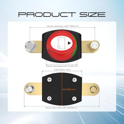 Side Post Battery Disconnect Switch,Heavy Duty Shut Off 12-48V - Product Imagery